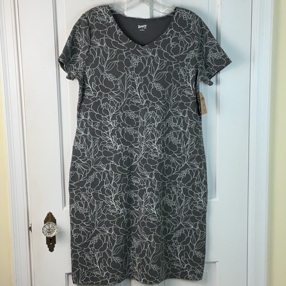 Duluth Trading Co Short Sleeve Dress with Pockets Cotton Print Size S